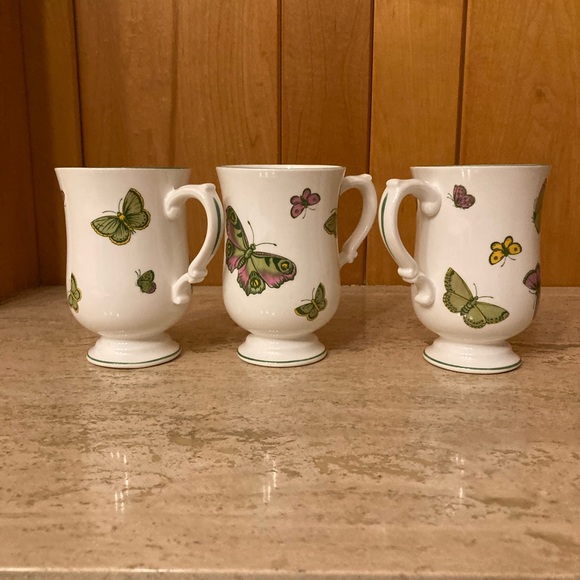 Crown Staffordshire England Vibrant Butterfly Moth Footed Mugs Easter Irish ☘️🦋 - Picture 3 of 8